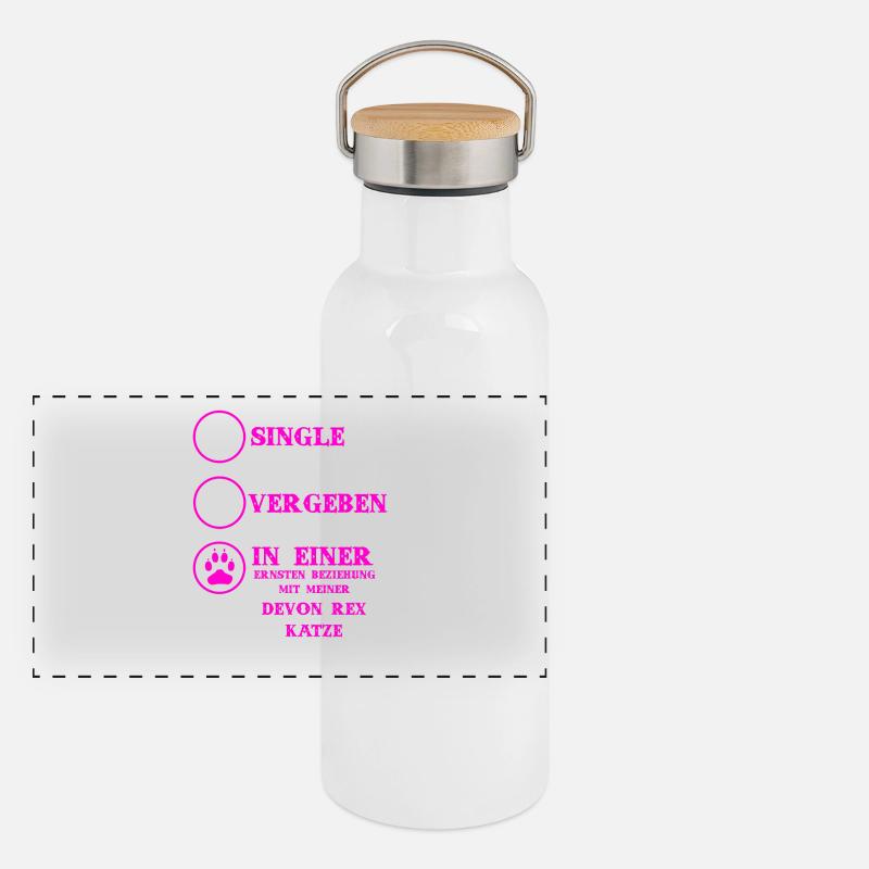 Beziehung Katzen liebe DEVON REX KATZE Panorama Thermosflasche mit Bambusdeckel