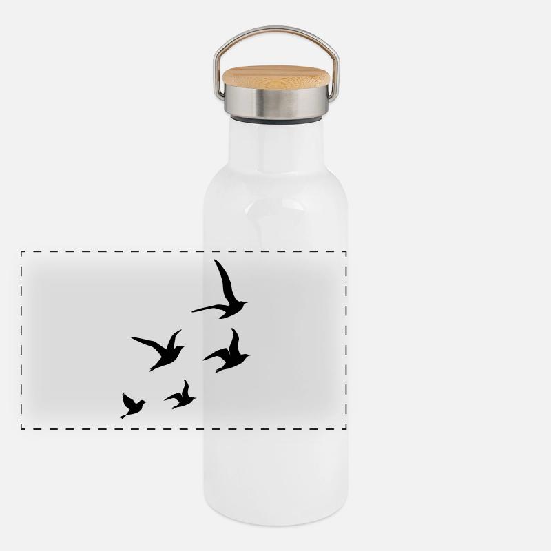 Flying Swallows Panorama Thermosflasche mit Bambusdeckel