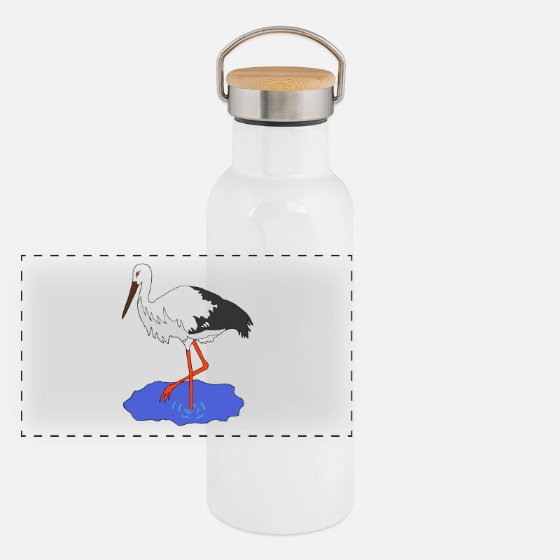 Storch Panorama Thermosflasche mit Bambusdeckel
