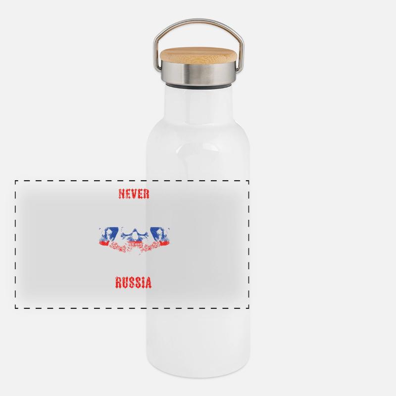 never underestimate man RUSSIA Panorama Thermosflasche mit Bambusdeckel