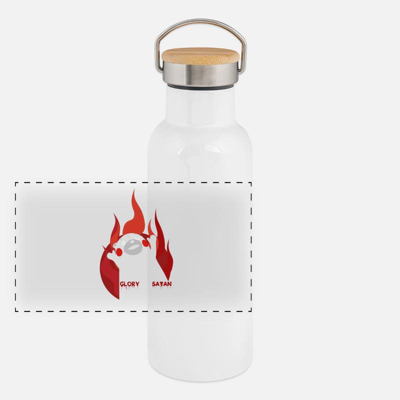 Kumamon satanischer Bär Panorama Thermosflasche mit Bambusdeckel