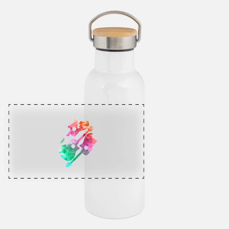 3 Colorful Guitars Panoramic Thermal Bottle with Bamboo Lid
