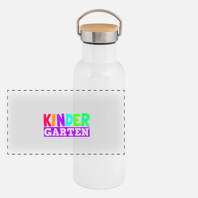 Team Kindergarten - Geschenk Panorama Thermosflasche mit Bambusdeckel
