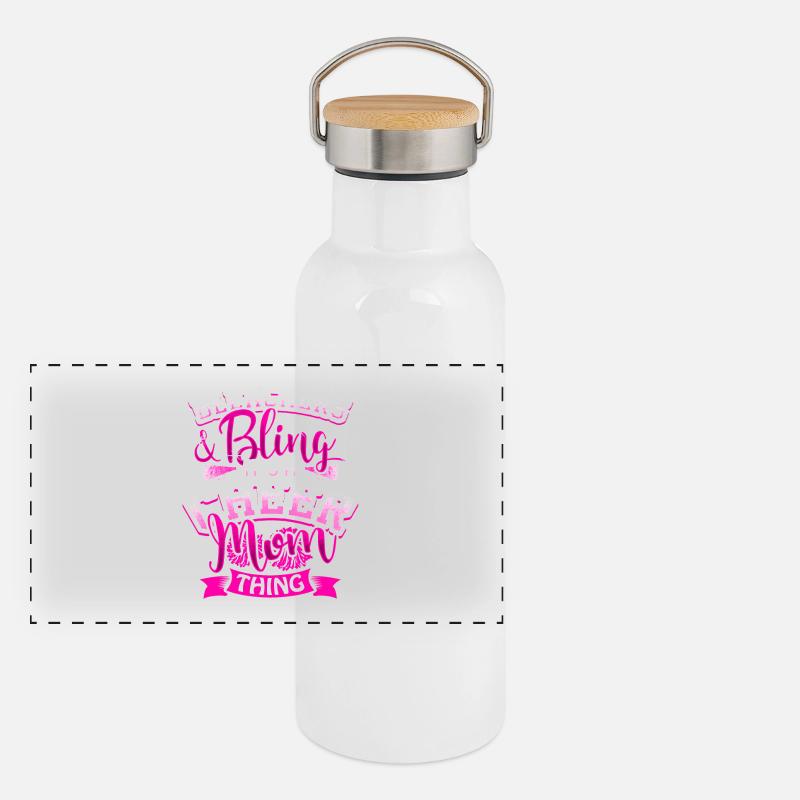 Cheerleader Mutter Mom Geschenk Panorama Thermosflasche mit Bambusdeckel