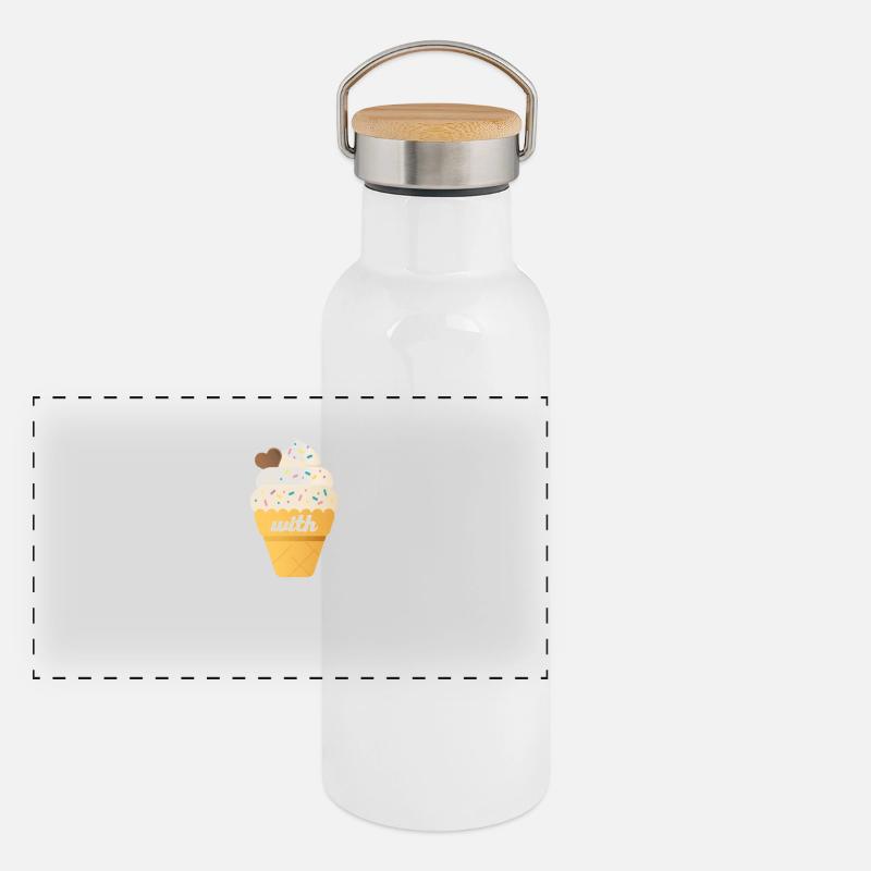 Besser mit Eis Panorama Thermosflasche mit Bambusdeckel