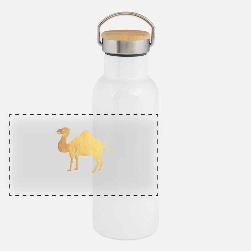 gold kamel Panorama Thermosflasche mit Bambusdeckel
