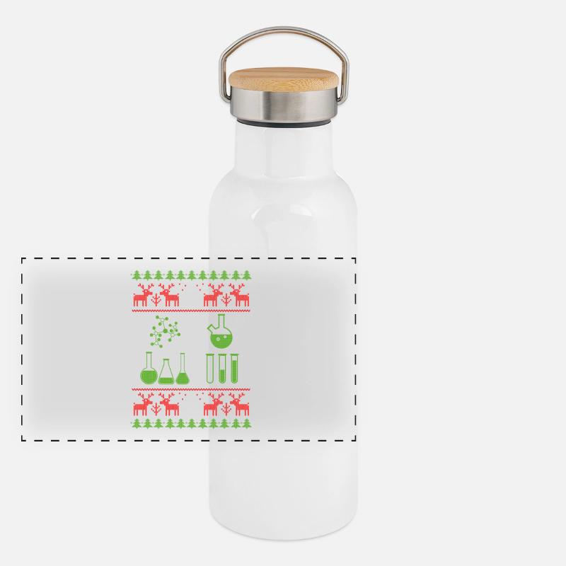 chimie scientifique laid cavalier noël Gourde isotherme avec bouchon en bambou