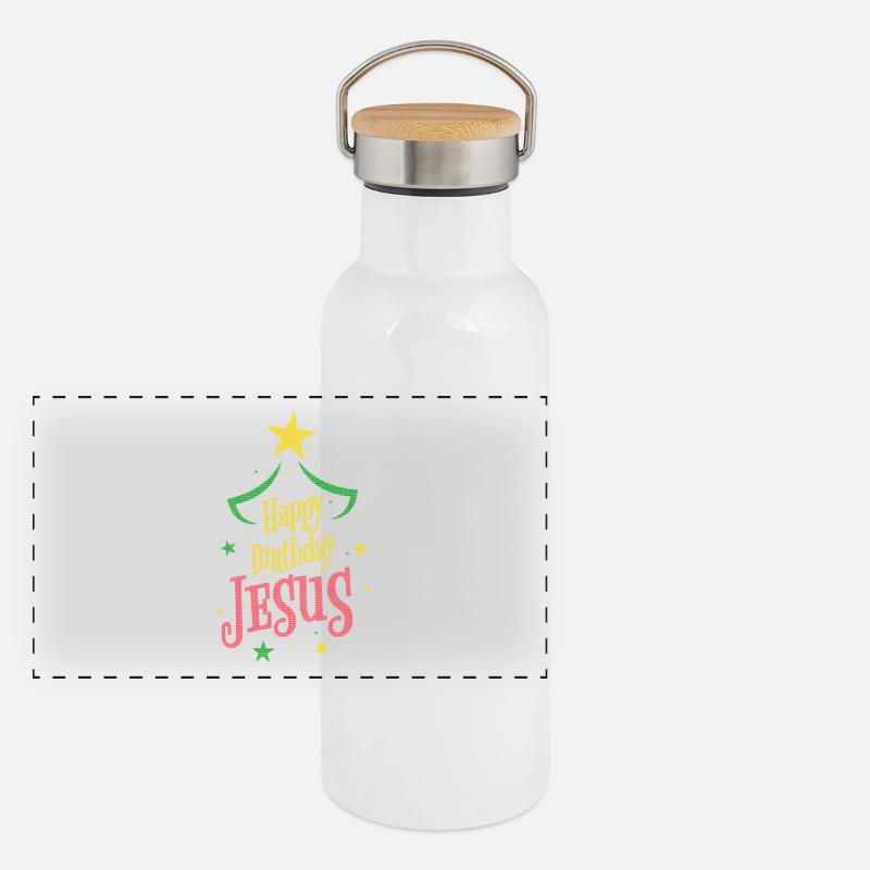 Happy Birthday Jesus | Christmas Panoramic Thermal Bottle with Bamboo Lid
