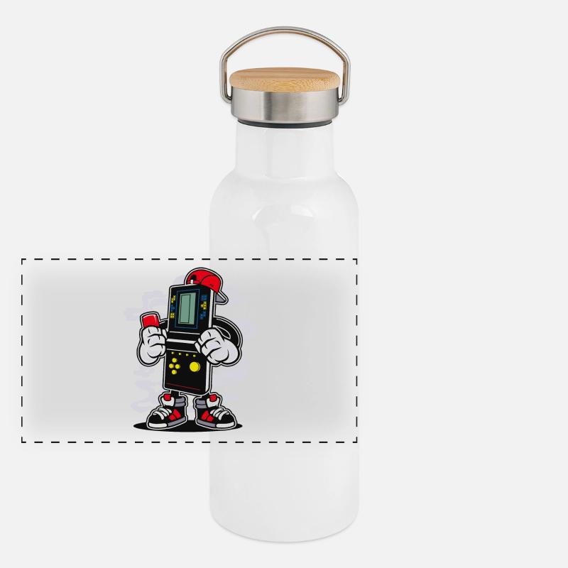 ZOCKER BOY - Comic Cartoon Comic Figur Motiv Panorama Thermosflasche mit Bambusdeckel