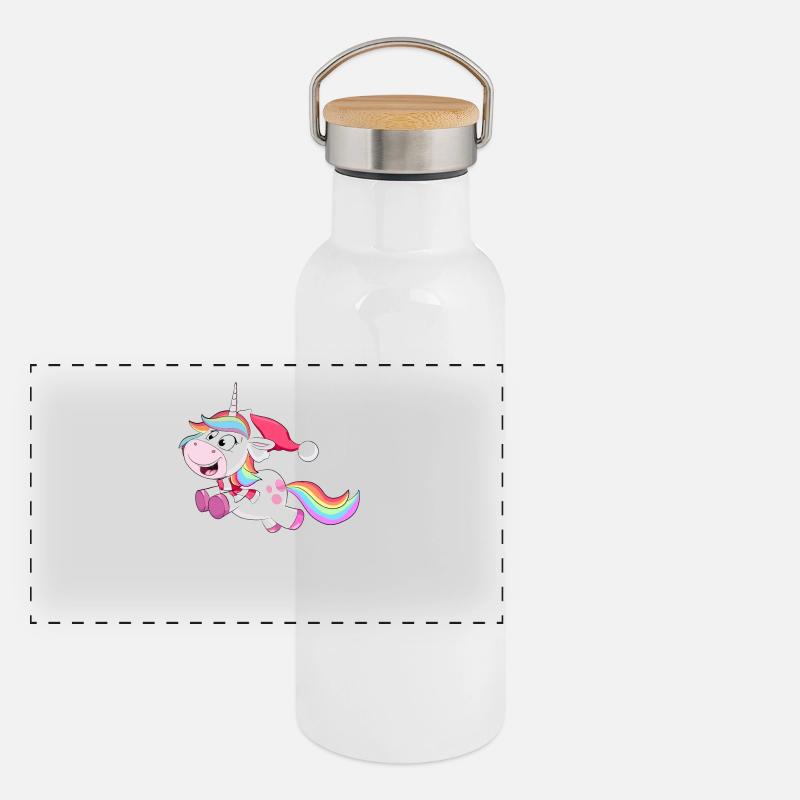 Joyeux Noël Licorne Gourde isotherme avec bouchon en bambou