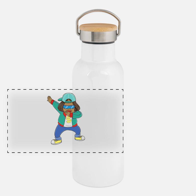 Dabbing dab Rapper lustig Geschenk witzig Panorama Thermosflasche mit Bambusdeckel