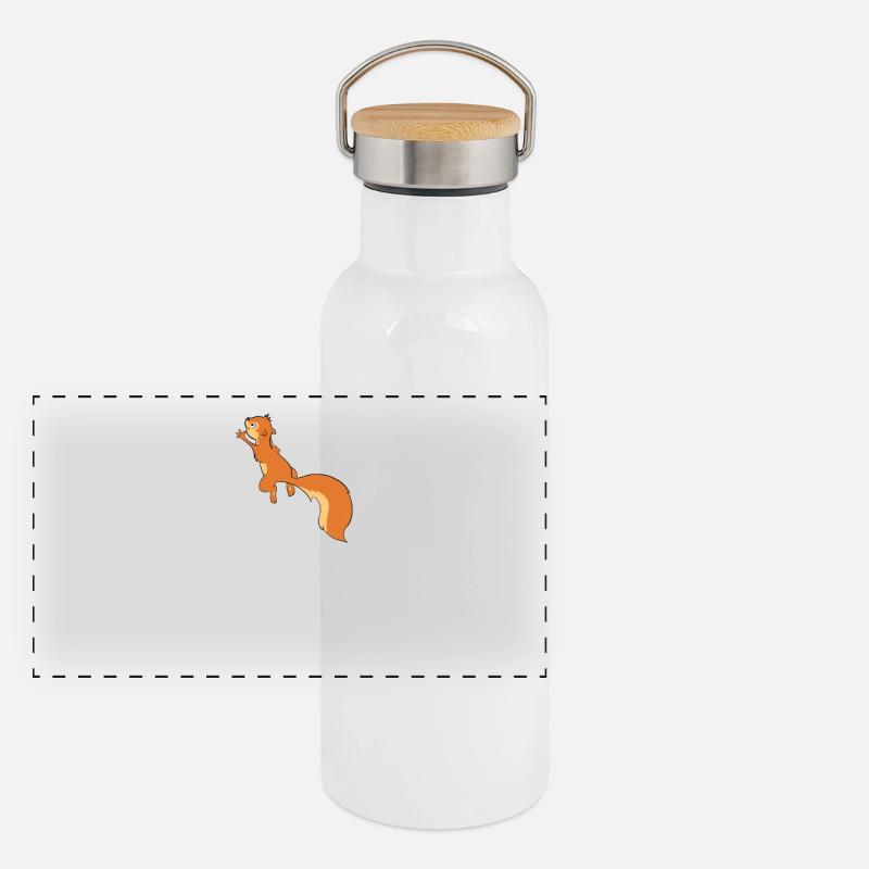 Kletterndes Eichhörnchen Nagetier Squirrel Panorama Thermosflasche mit Bambusdeckel