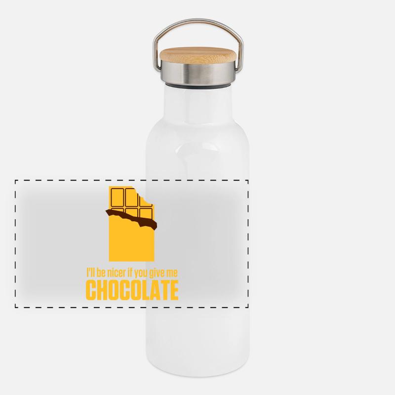 Gebt mir Schokolade. Dann bin ich auch freundlich! Panorama Thermosflasche mit Bambusdeckel