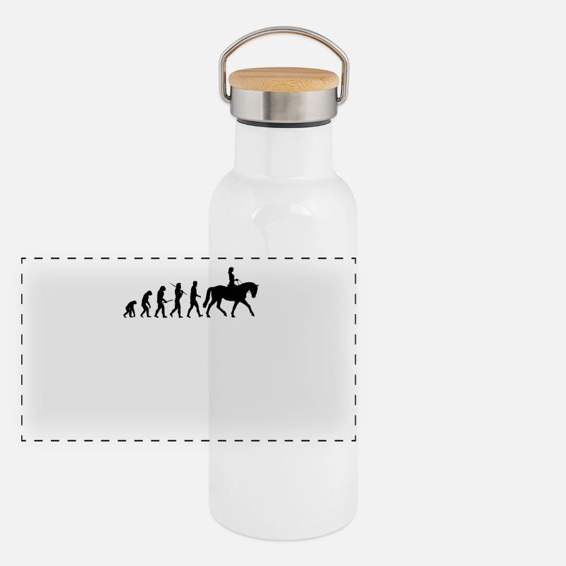 Evolution Reiten, Reitsport Geschenk Panorama Thermosflasche mit Bambusdeckel