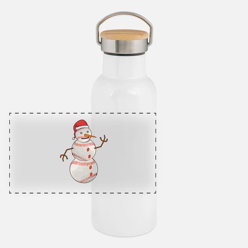 Christmas Baseball Panorama Thermosflasche mit Bambusdeckel