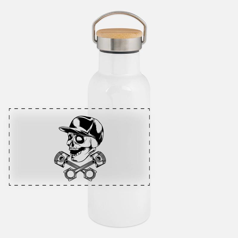 Skull piston Kolben Totenkopf Cap Panoramic Thermal Bottle with Bamboo Lid