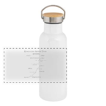 Schweden "Kungsleden NorthTrail" - Panorama Thermosflasche mit Bambusdeckel - Weiß - Vorne