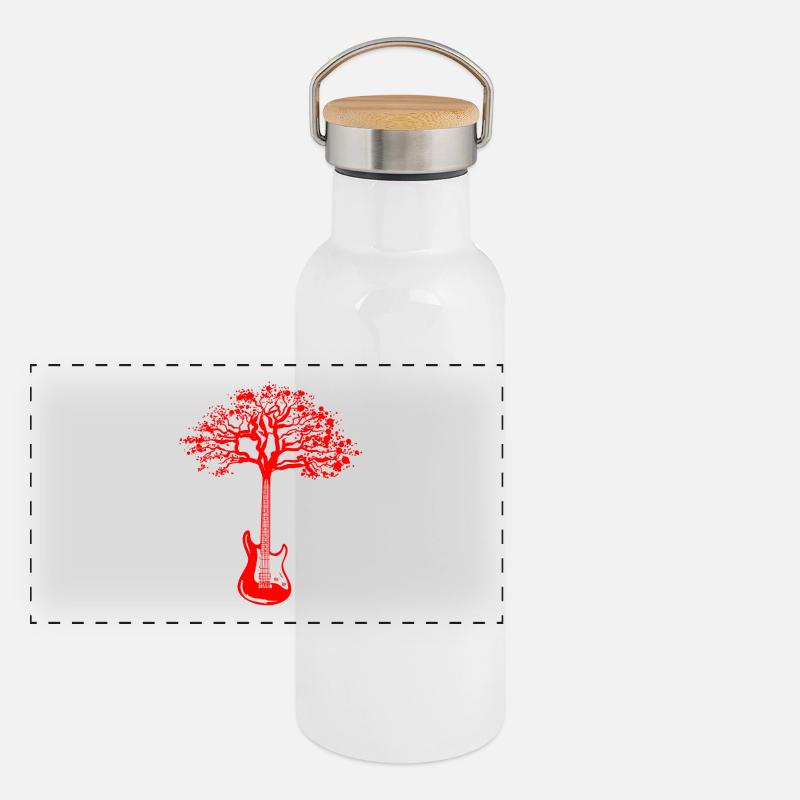 E-Gitarre Tree Cooler Gitarrist Musiker Panorama Thermosflasche mit Bambusdeckel