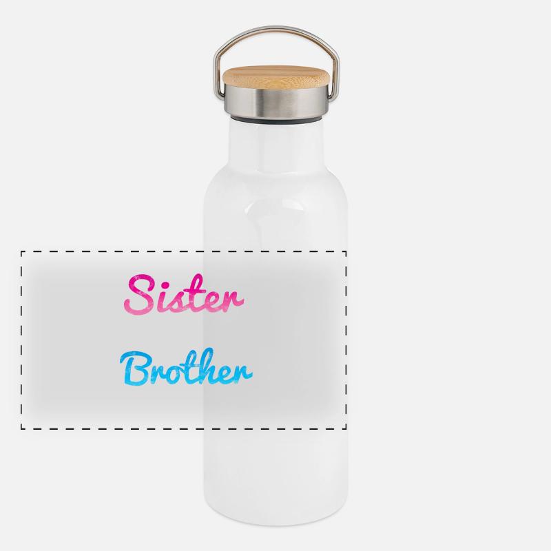 Stolze Schwester eines großartigen Bruders Panorama Thermosflasche mit Bambusdeckel