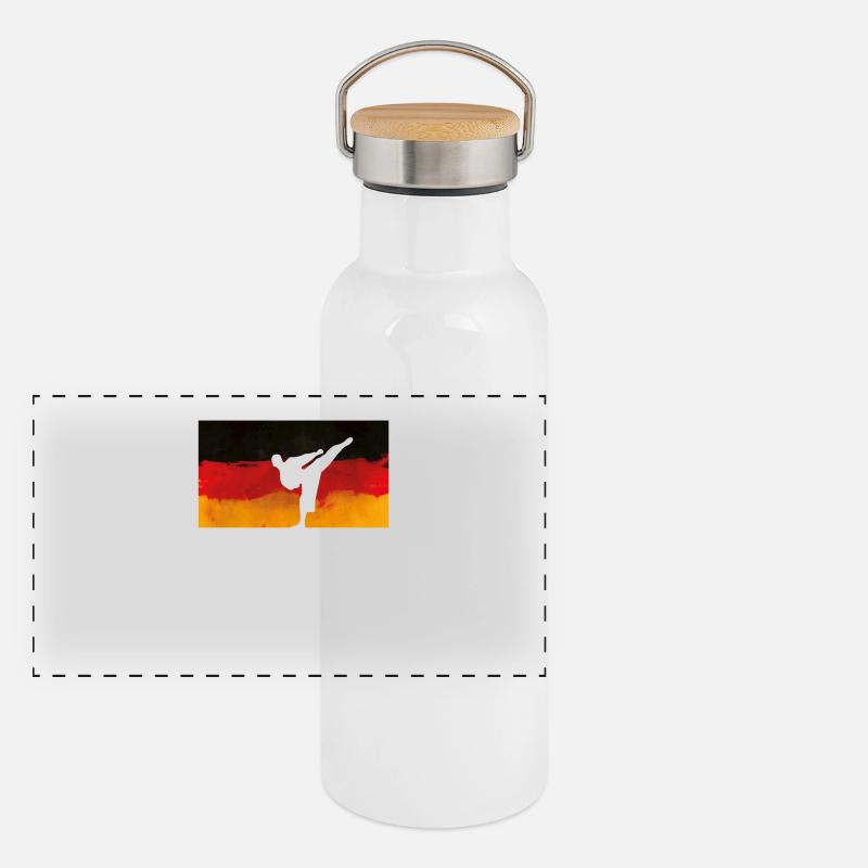 Germany Flag Kickboxer Gift Gift Panoramic Thermal Bottle with Bamboo Lid