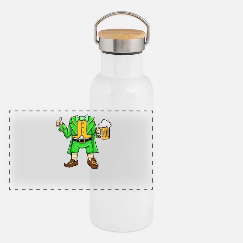 St Patricks Day Leprechaun Costume Goblin Kostüm Panorama Thermosflasche mit Bambusdeckel