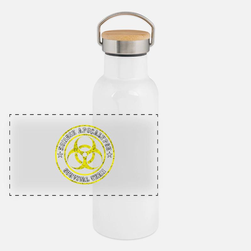 Zombie Apocalypse Survival Team Geschenk Panorama Thermosflasche mit Bambusdeckel