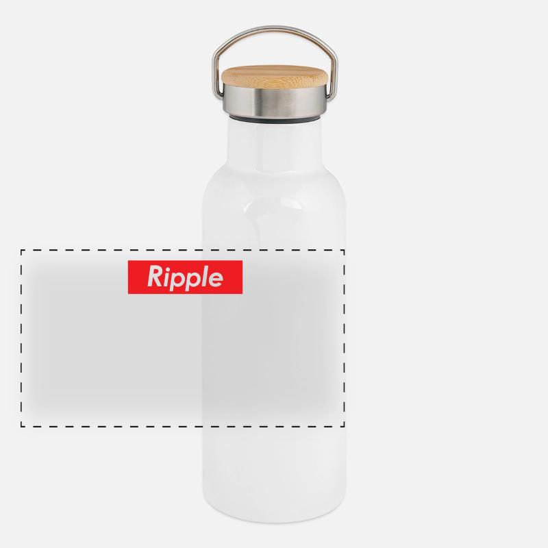 Ripple Red Rectangle Cryptocurrency XRP Blockchain Panoramic Thermal Bottle with Bamboo Lid