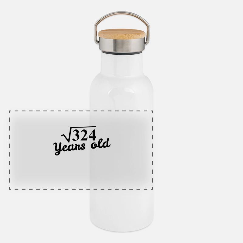 18th Birthday: square root 324 Years old -black Panoramic Thermal Bottle with Bamboo Lid