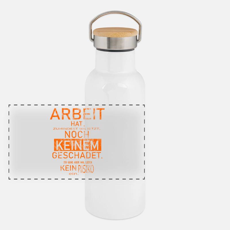 Spruch Arbeit Büro Panorama Thermosflasche mit Bambusdeckel