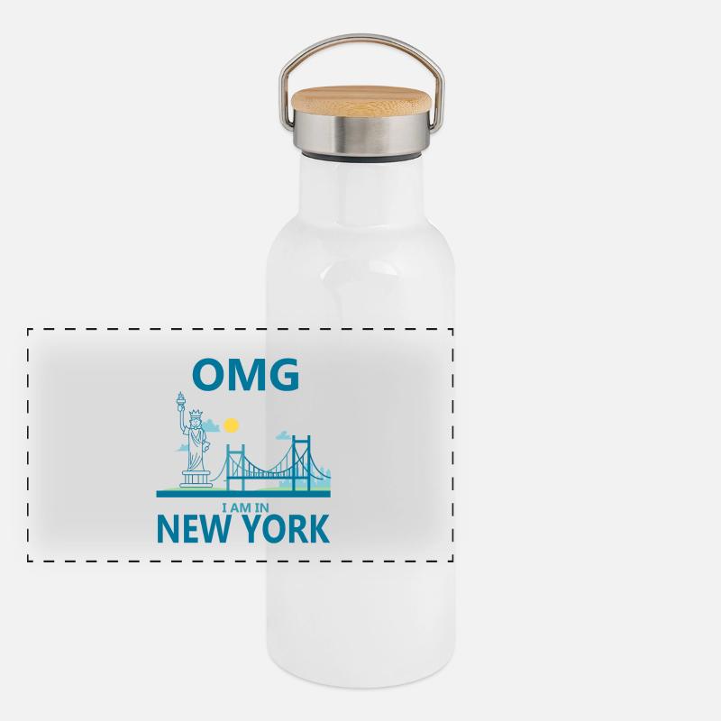 NEW YORK Panorama Thermosflasche mit Bambusdeckel