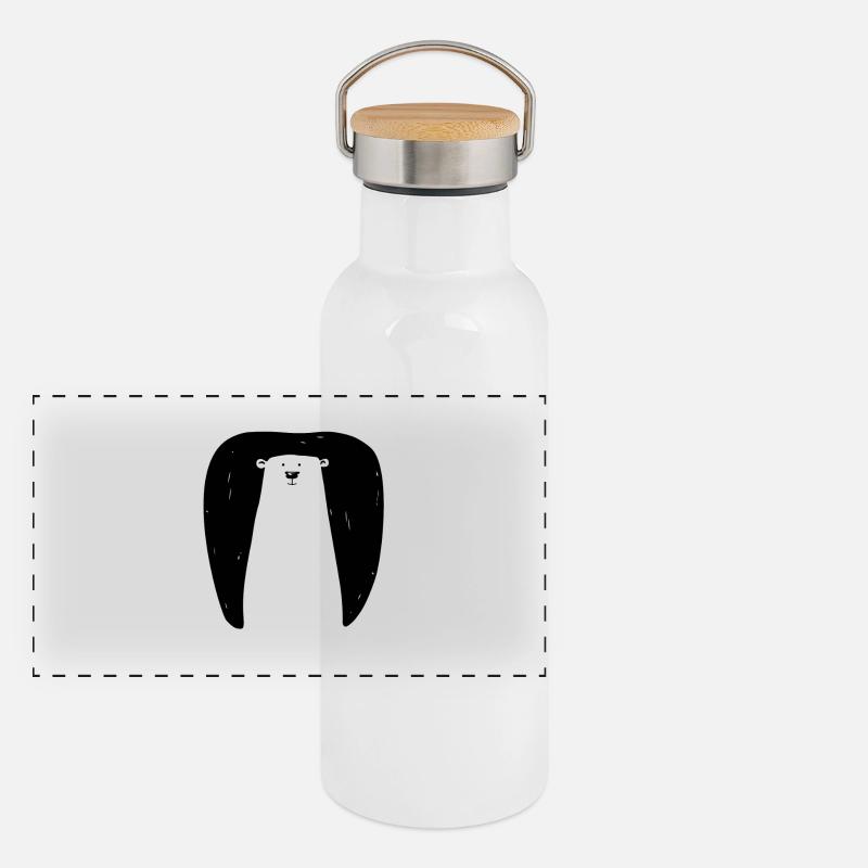 Bär in Höhle Panorama Thermosflasche mit Bambusdeckel