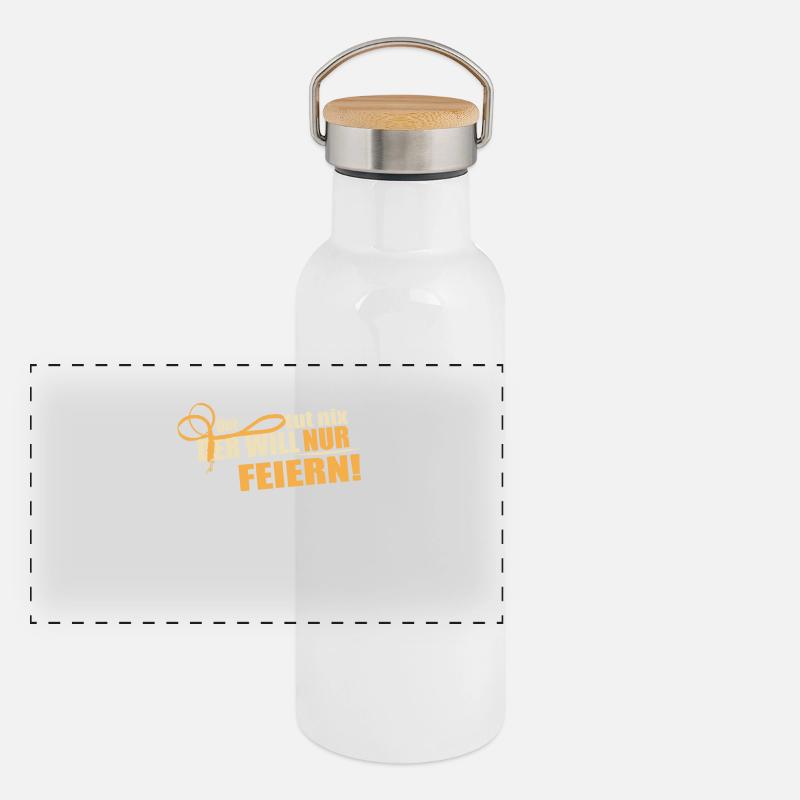 Der will nur feiern Panorama Thermosflasche mit Bambusdeckel