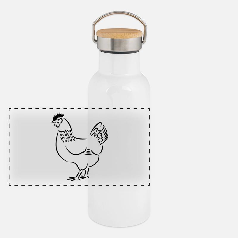 poule de poulet Gourde isotherme avec bouchon en bambou