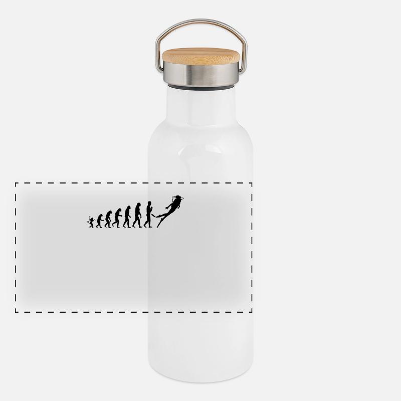 Die Evolution des Tauchen - Unisex T-Shirt Panorama Thermosflasche mit Bambusdeckel