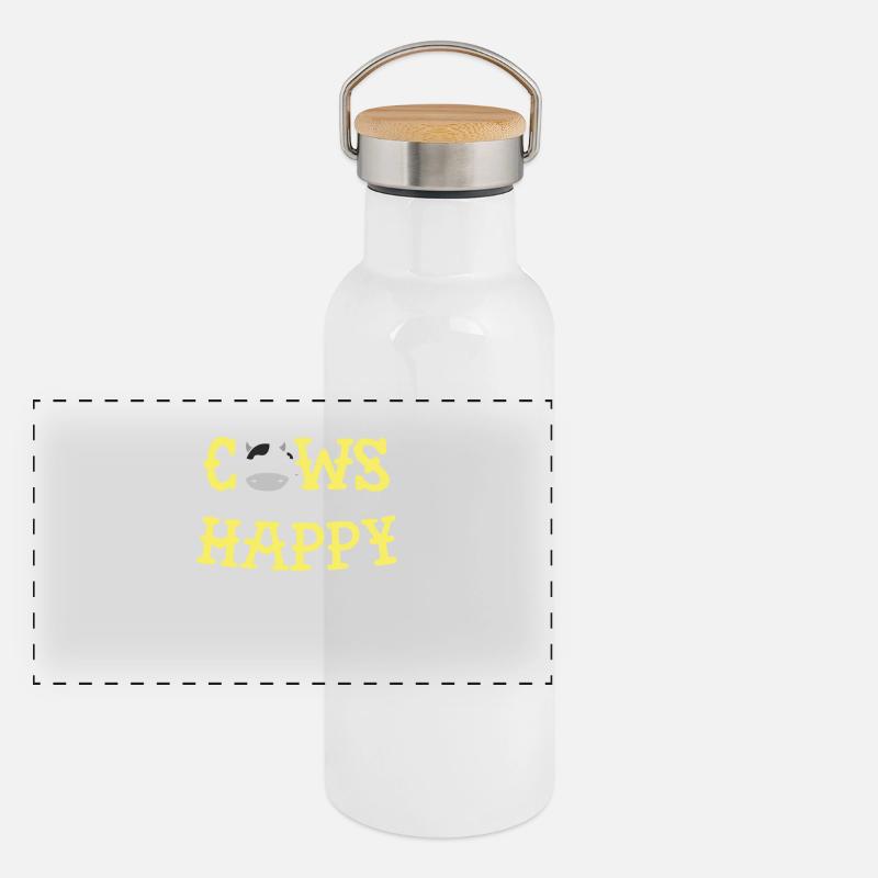 Cows make me happy Panorama Thermosflasche mit Bambusdeckel