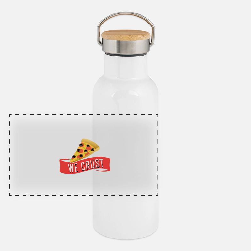 Pizza Design Geschenke mit Spruch Panorama Thermosflasche mit Bambusdeckel