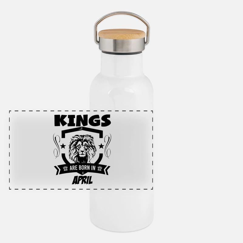 April Geburtstag Geschenk Könige geboren Geburt Panorama Thermosflasche mit Bambusdeckel