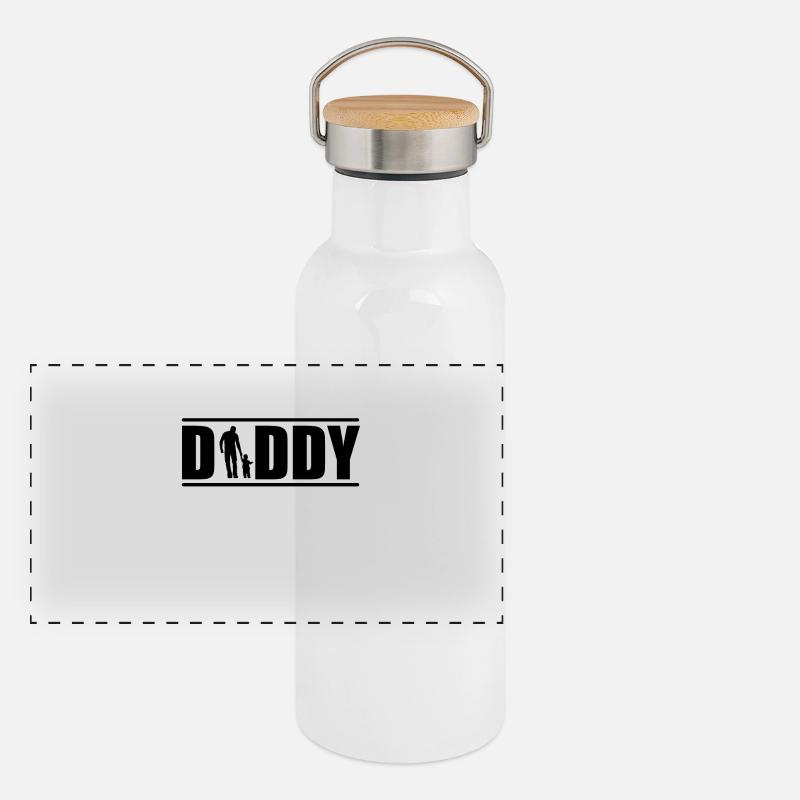 Daddy - Vater - Kind - bester Papa Panorama Thermosflasche mit Bambusdeckel