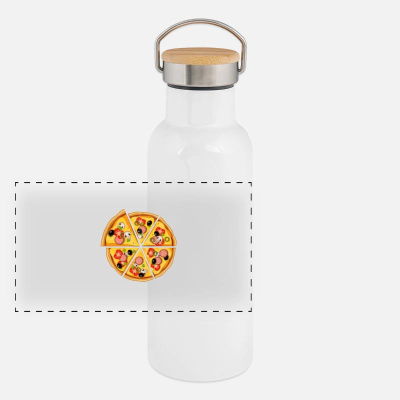 Pizza Motiv Mathe Radius Panorama Thermosflasche mit Bambusdeckel