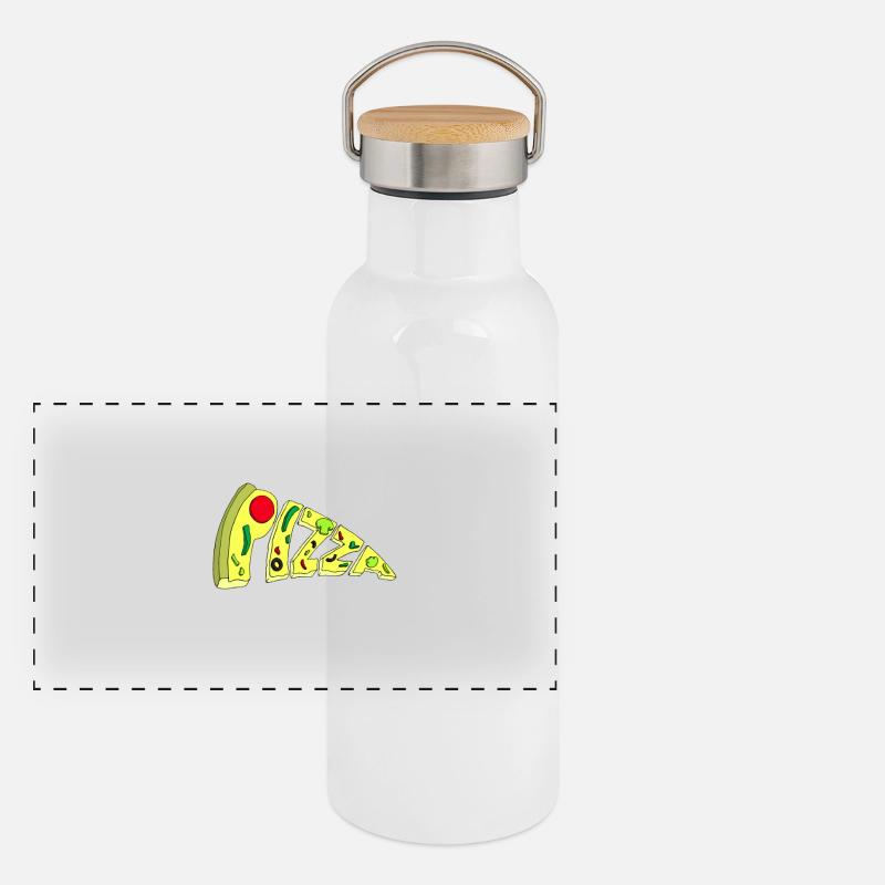 Pizza artwork Panorama Thermosflasche mit Bambusdeckel