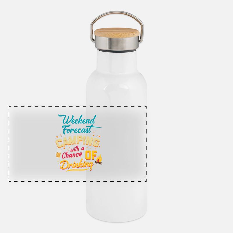 Prévisions de week-end Camping avec une chance de boire Gourde isotherme avec bouchon en bambou