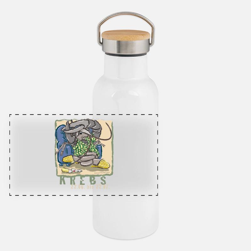 Sternzeichen-Krebs Panorama Thermosflasche mit Bambusdeckel