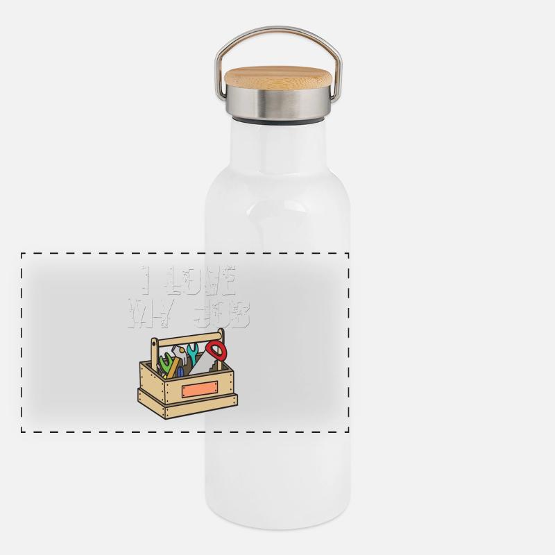 Menuisier couvre-toit charpentier travail métier carpenter Gourde isotherme avec bouchon en bambou