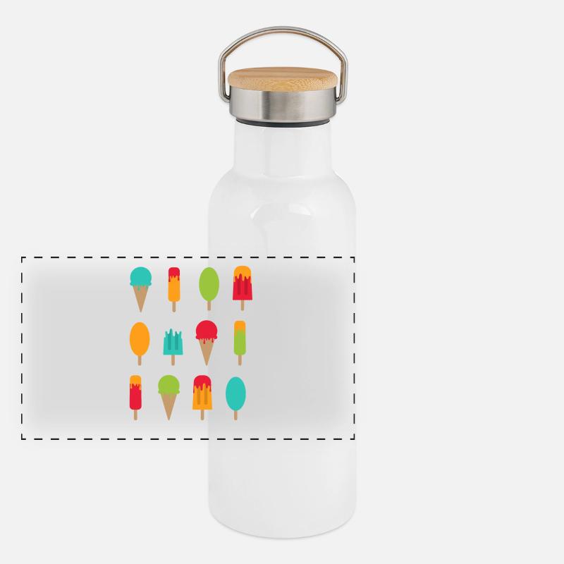 Eis, Eis und nochmehr Eis | Sommer Shirt Panorama Thermosflasche mit Bambusdeckel