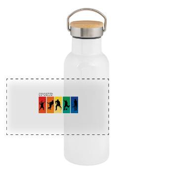 Sport Fan - Panorama Thermosflasche mit Bambusdeckel - Weiß - Vorne