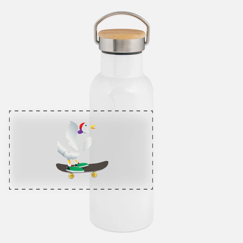 Skater duck Panoramic Thermal Bottle with Bamboo Lid