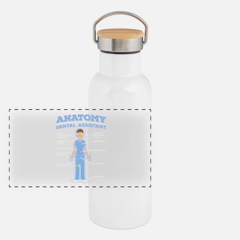 Zahnarzthelferin Dental Assistant Beruf Geschenk Panorama Thermosflasche mit Bambusdeckel