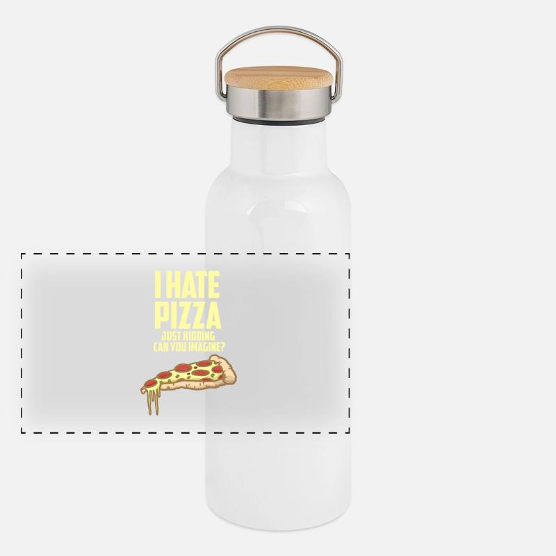 I hate pizza - just fun - love pizza Panoramic Thermal Bottle with Bamboo Lid