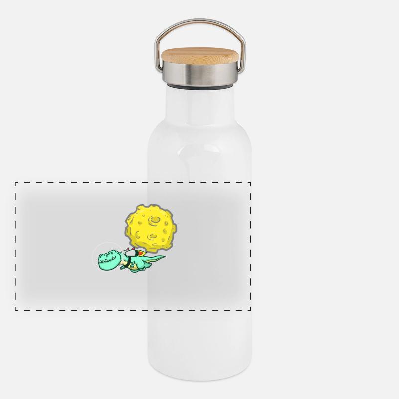 Dino - T-Rex - Moon - Space - Astronaut Panoramic Thermal Bottle with Bamboo Lid