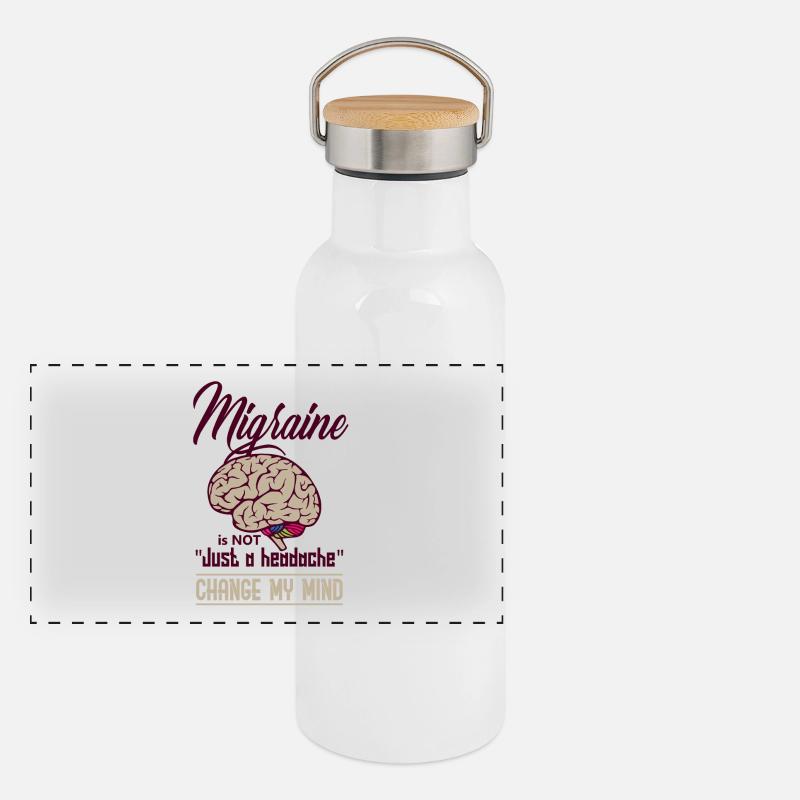 Kopfschmerzen Migräne Krankheit Geschenk Gehirn Panorama Thermosflasche mit Bambusdeckel